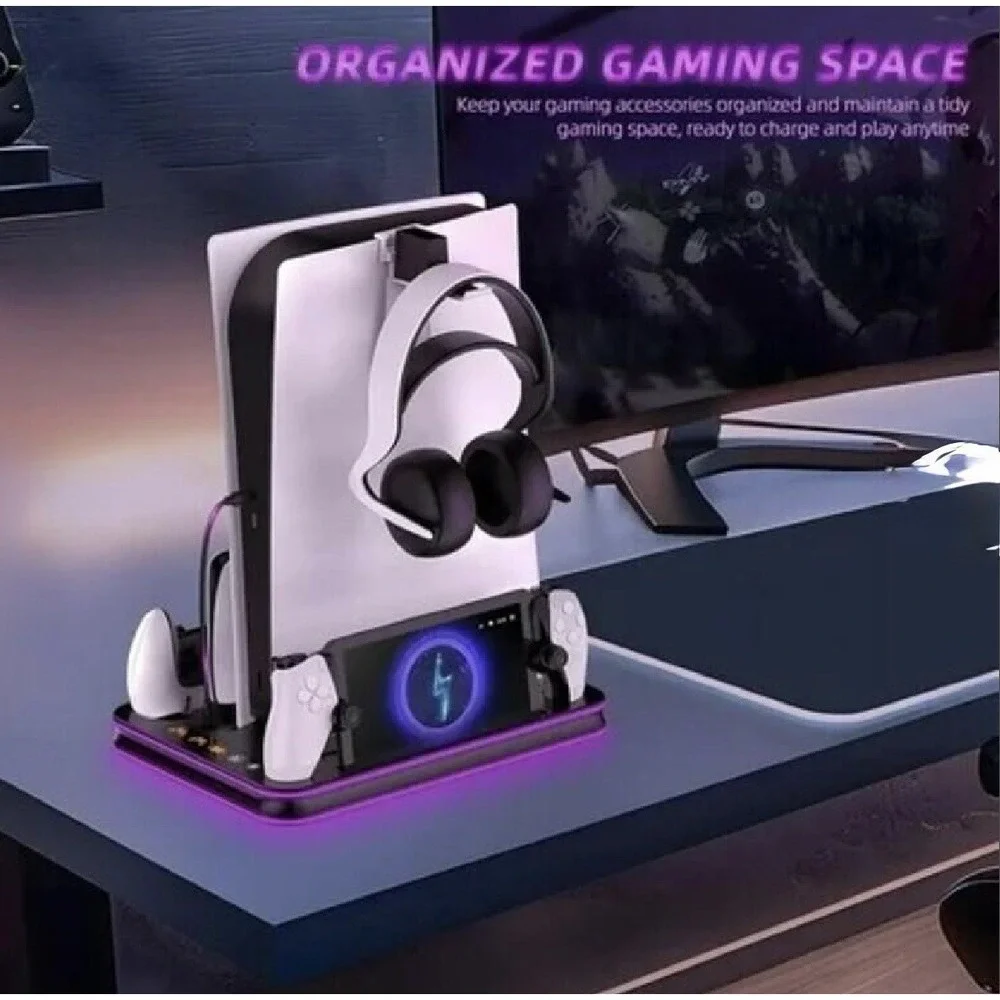 PlayStation Portal Charger, PS5 Stand and Cooling Station with RGB LED Contro...